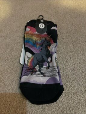 Outway Black Rainbow Unicorn Graphic No-Show Socks